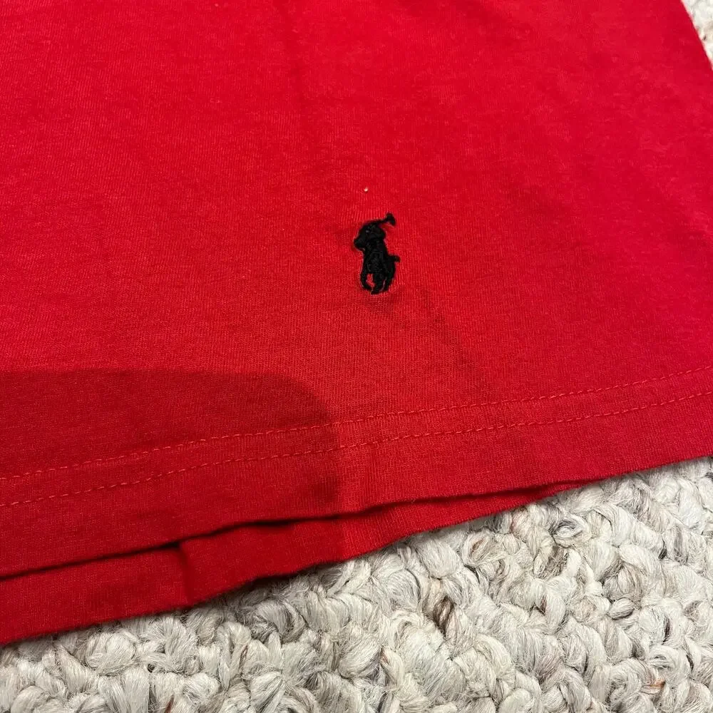 Polo Ralph Lauren Men's Classic Fit Cotton Short Sleeve Tee Sz M V-Neck Red